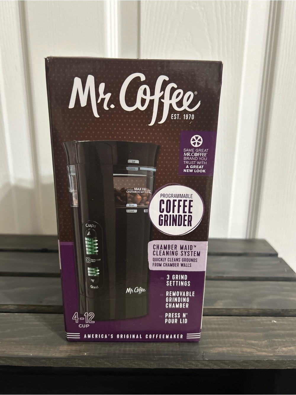 Mr. Coffee 4-12 Cup Programmable Coffee Grinder W/ 3 Settings NEW IN BOX